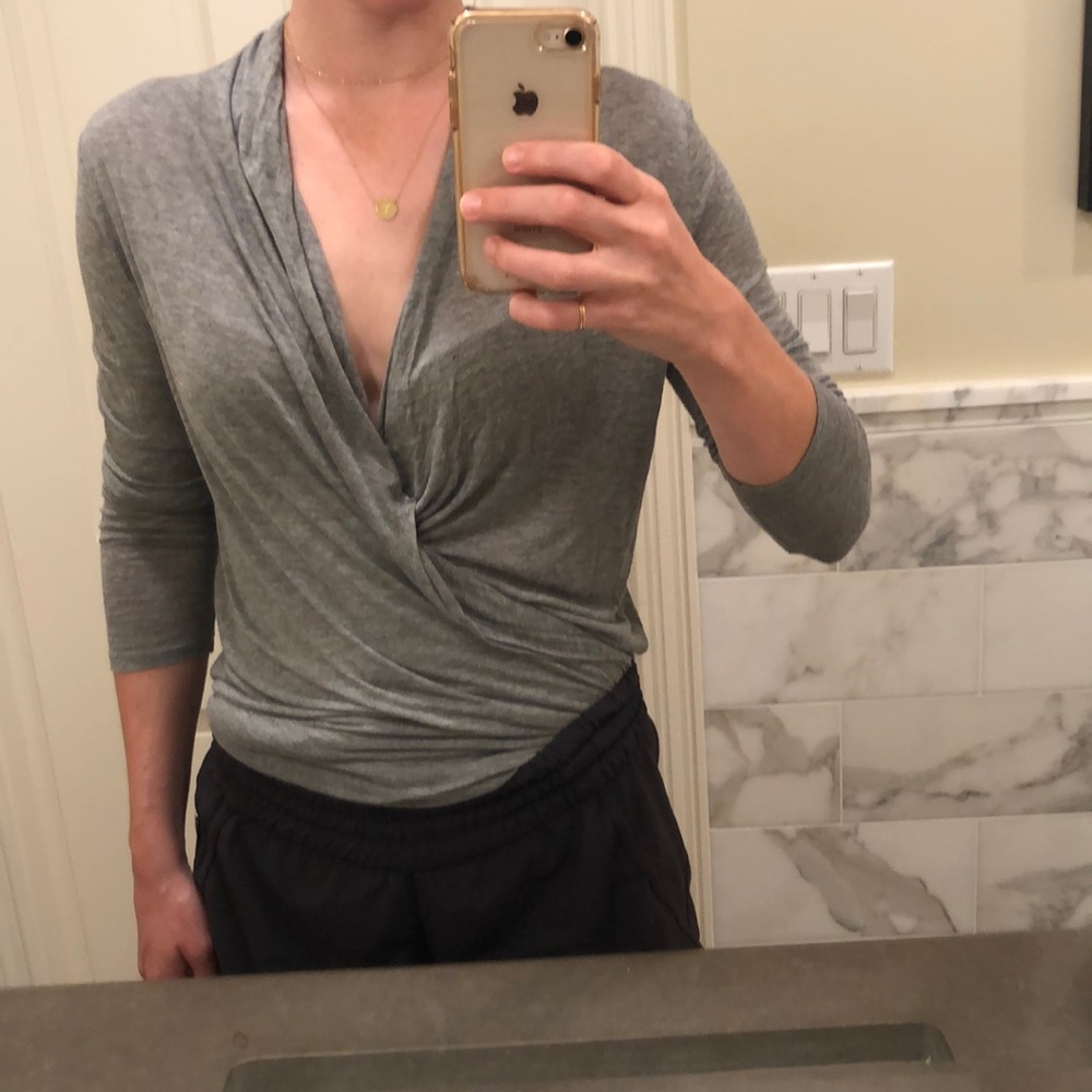 Babaton Gray Drape Long Sleeve